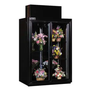 Top-Mount Swinging Door Floral Refrigerator with LED lighting and powder-coated finish