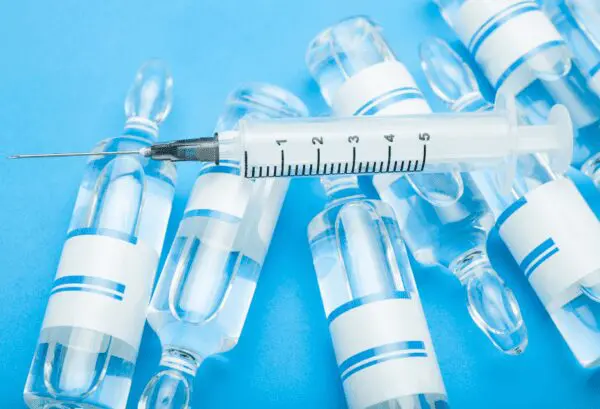 Vaccine in glass medical ampoules