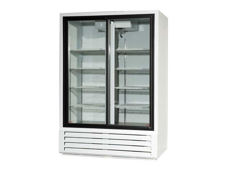2 glass door refrigerator Double Door Beverage Cooler Sliding Doors Full  Size