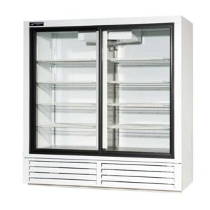 Sliding glass door refrigerators