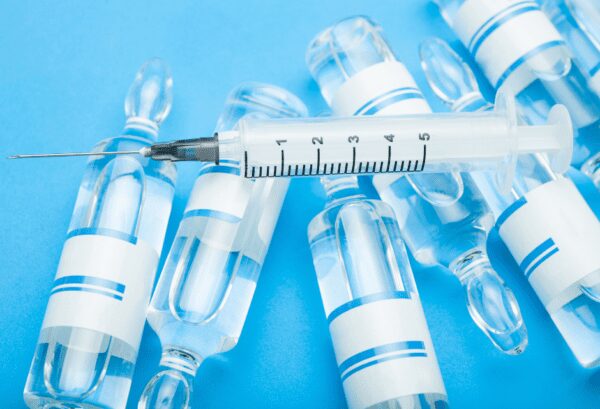 Vaccine in glass medical ampoules
