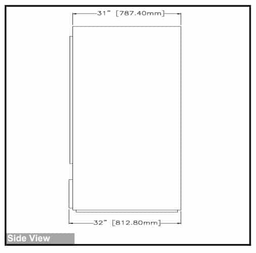 BS77GDHC Sliding Door Refrigerator side view